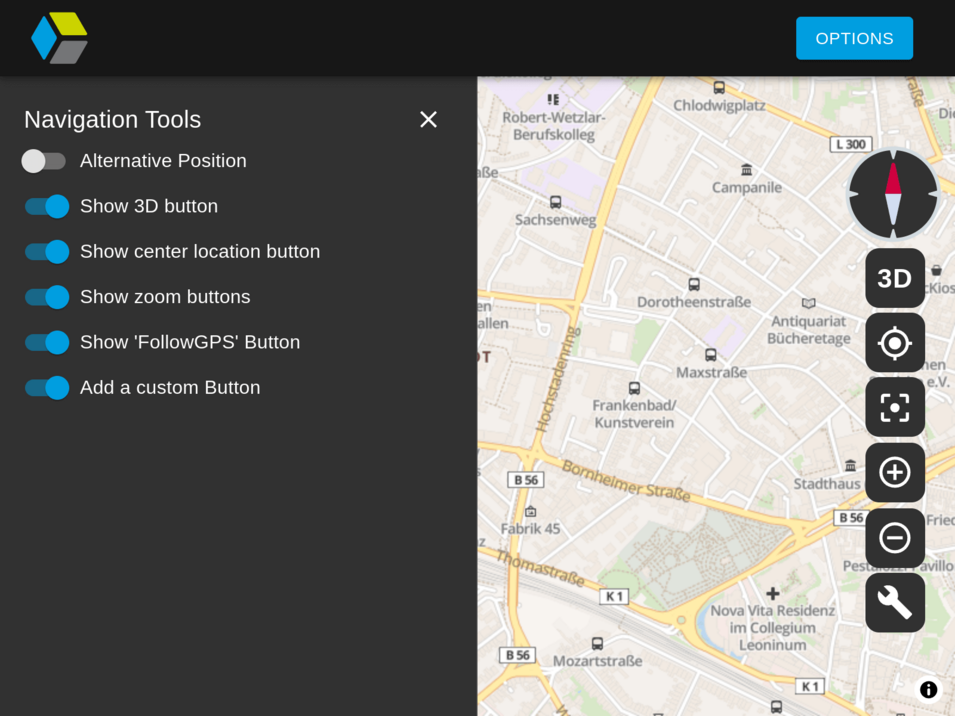 navigation tool mapcomponents dark