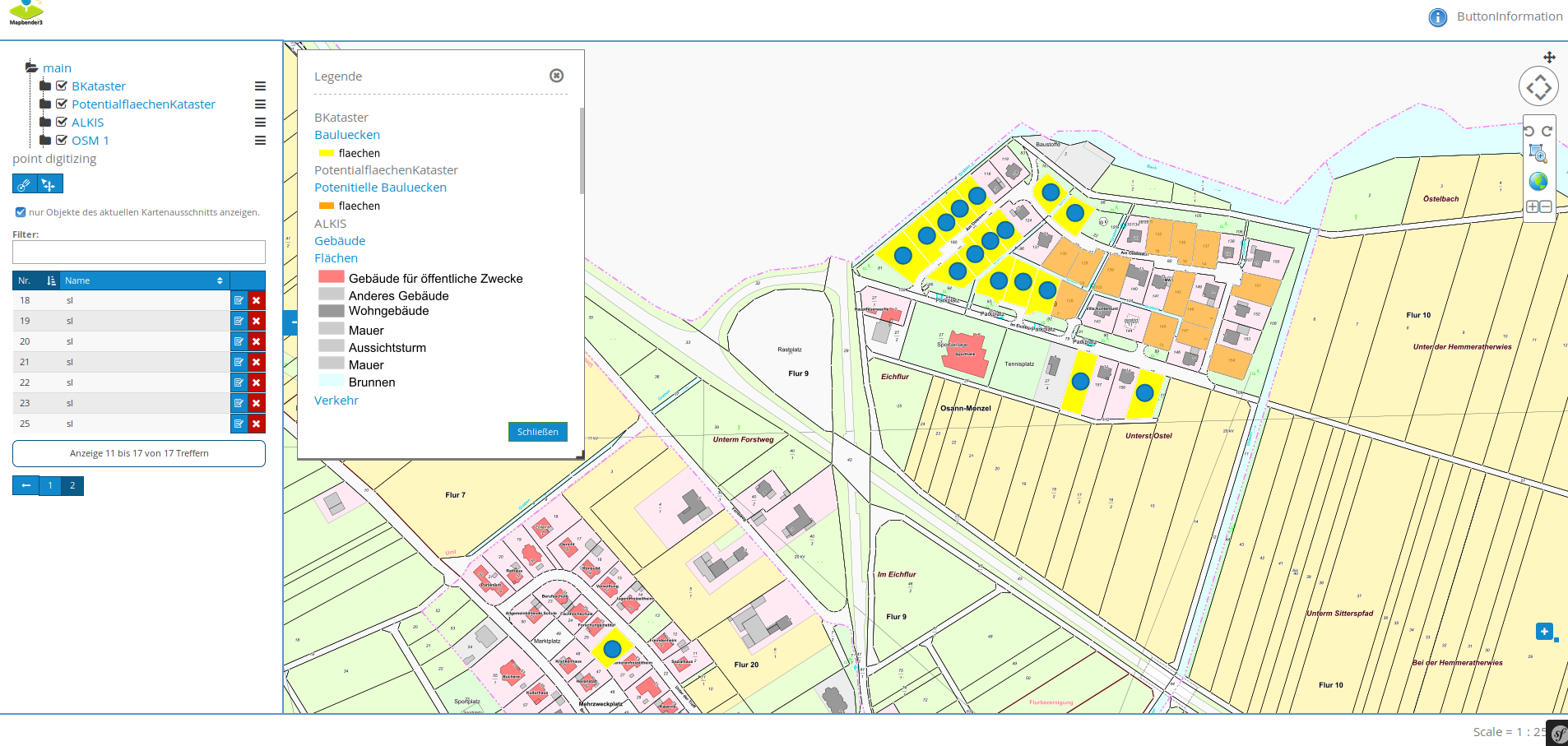 QGIS3 mit Dialog zur Standort-Umfeldanalyse